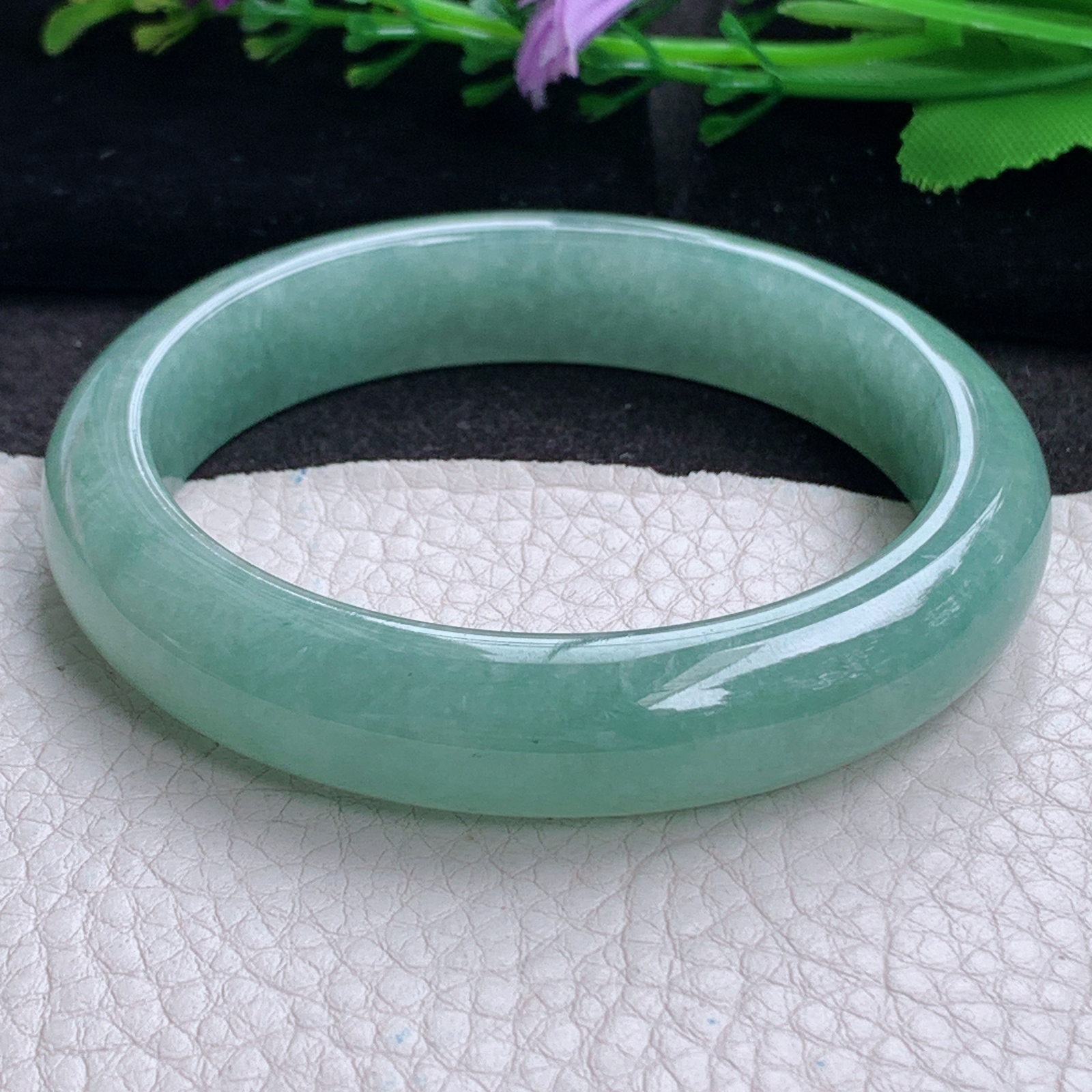 nr实拍58.5*12.6*8平安镯 天然缅甸翡翠a货手镯满色胶感正圈玉镯子