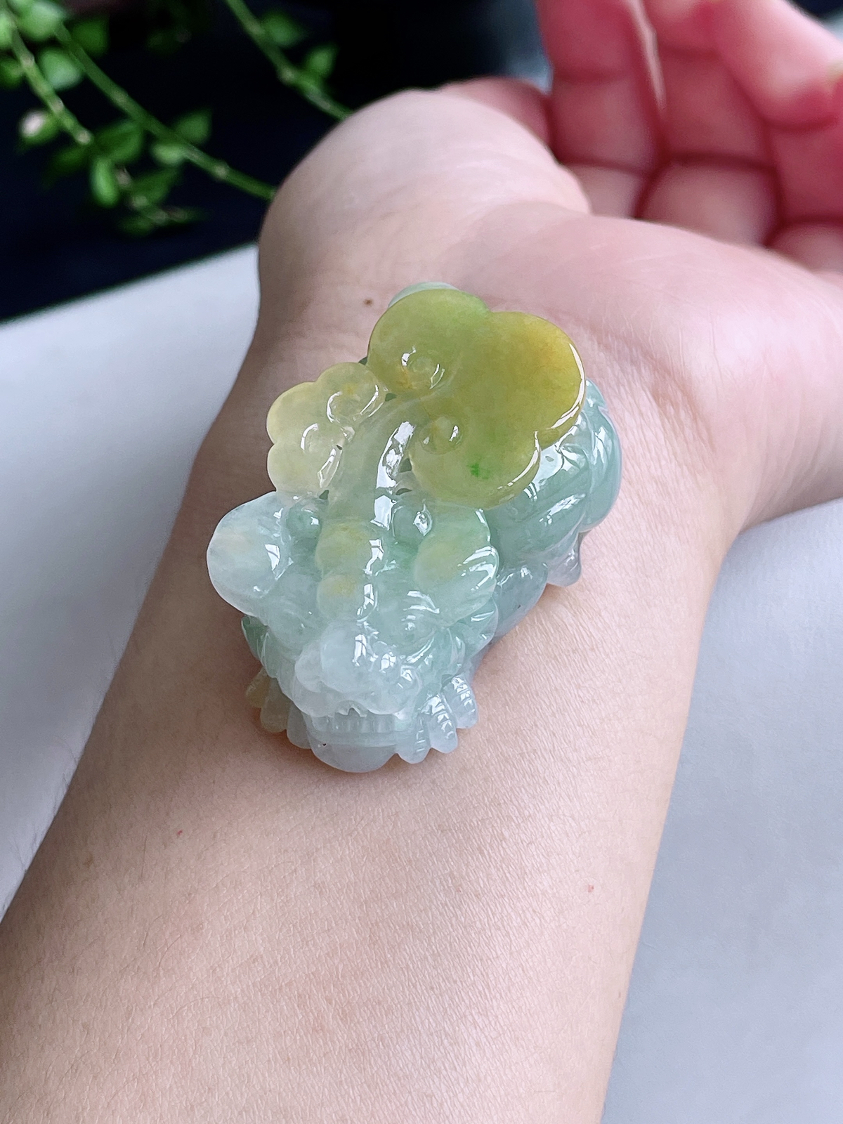 【裸石】冰黄加绿貔貅吊坠
【说明】缅料 性价比高  
【尺寸】44-28-19.3..