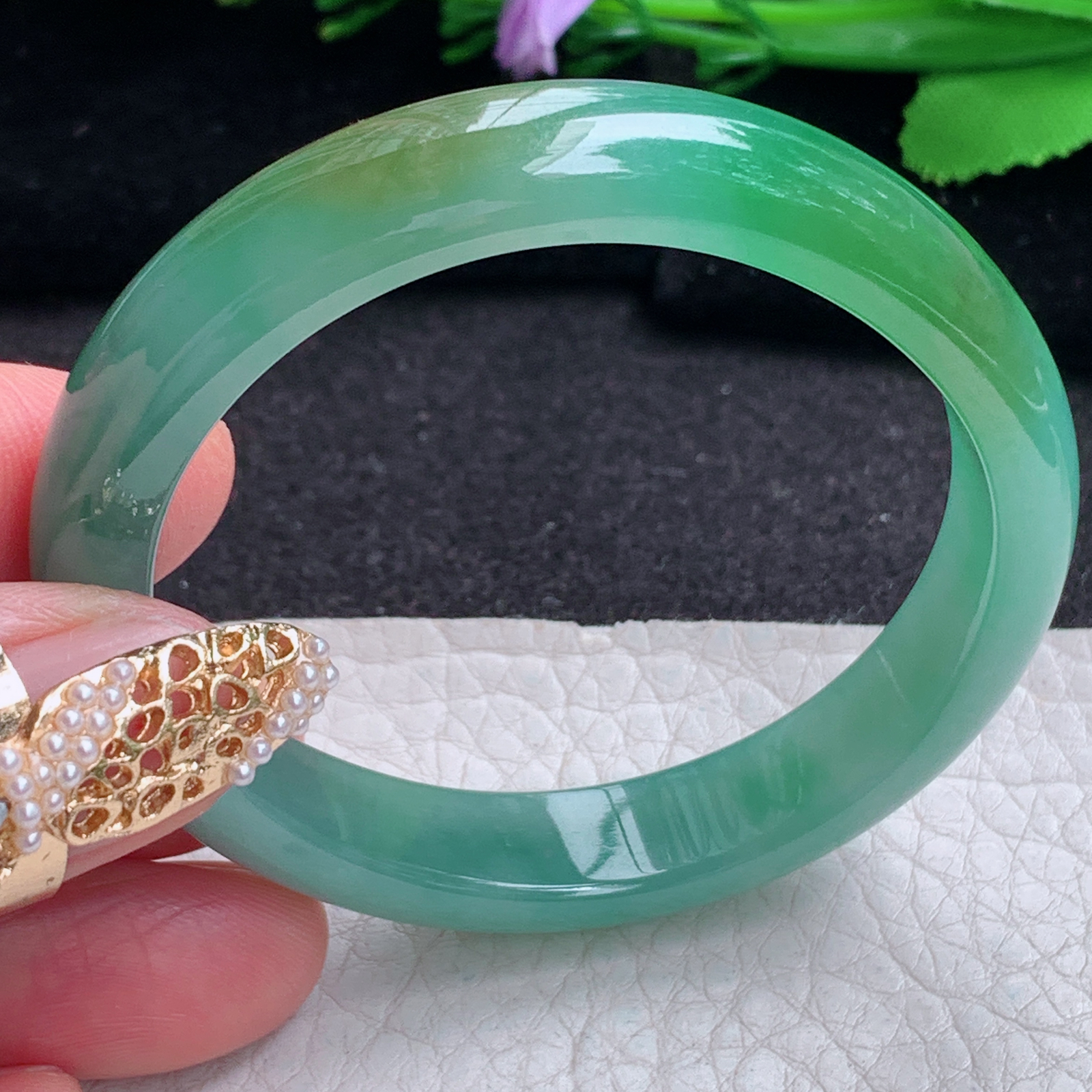 ay小圈口53.8*47.5*10*6.5贵妃镯 天然缅甸翡翠a货手镯冰油蛋形玉镯子