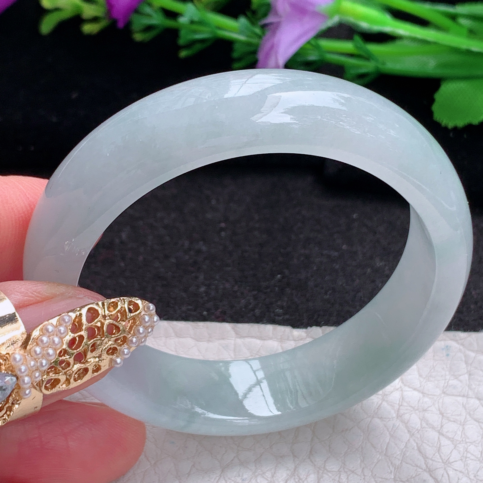 ay小圈口52*48*13.5*7贵妃镯 天然缅甸翡翠a货手镯冰润蛋形玉镯子