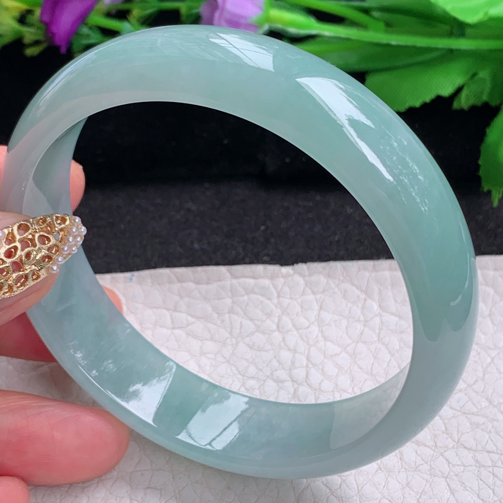 nr大圈口61*15.8*7.2轮胎镯 天然缅甸翡翠a货手镯冰晴胶感正圈玉镯子