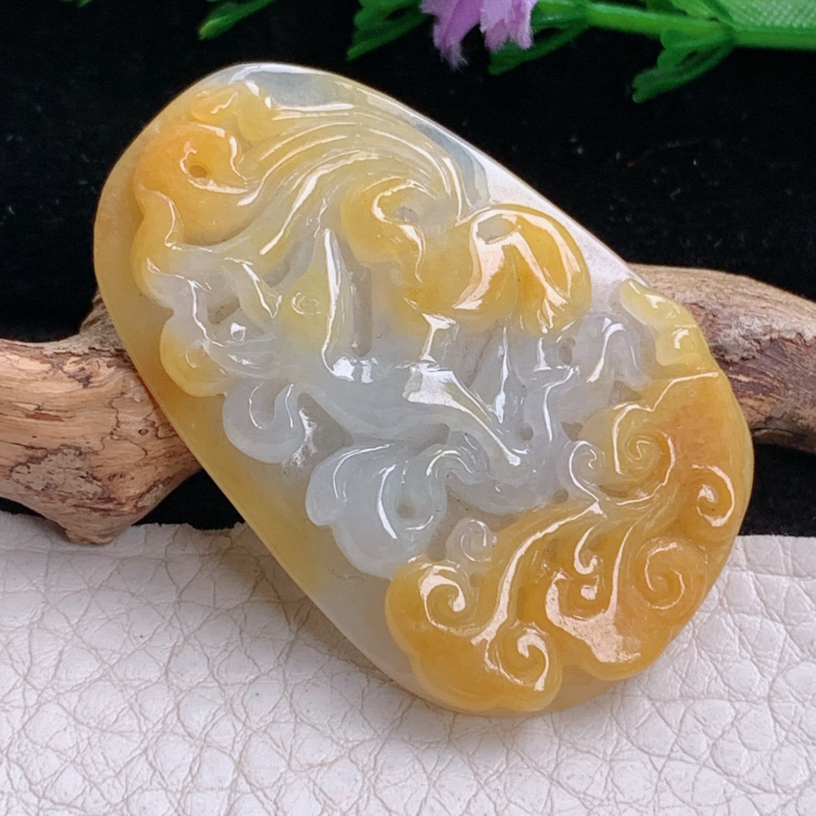 ajj实拍46.8*30.5*6.2天然缅甸翡翠怀古雕招财鼠 生肖鼠玉吊坠 玉挂件