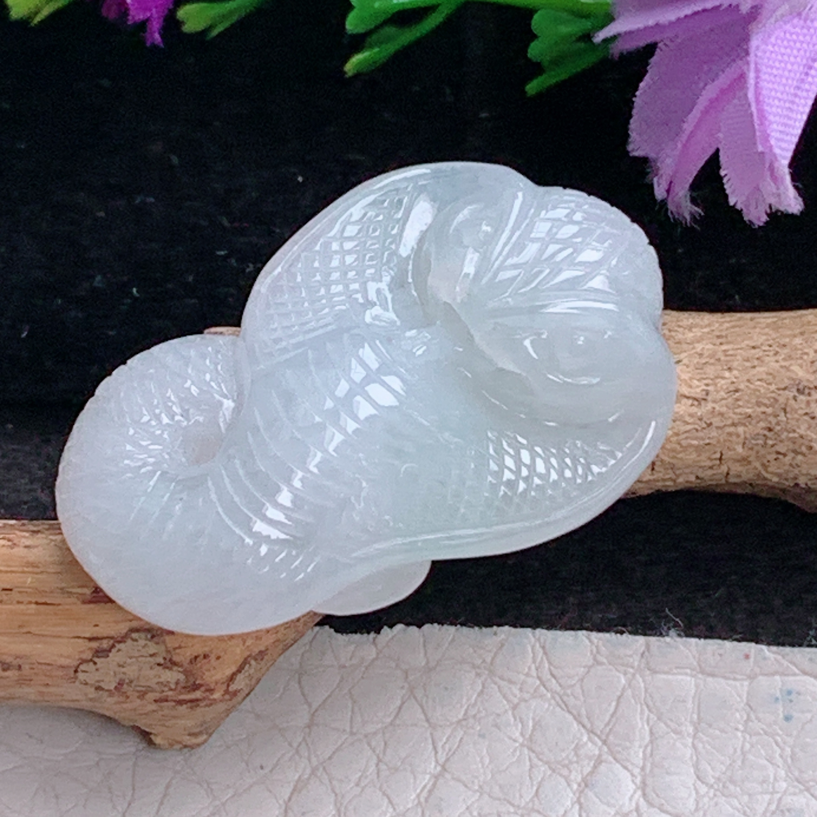 ajj实拍35.6*23*8.8天然缅甸翡翠精雕冰纯立体蛇 生肖蛇玉吊坠 玉挂件