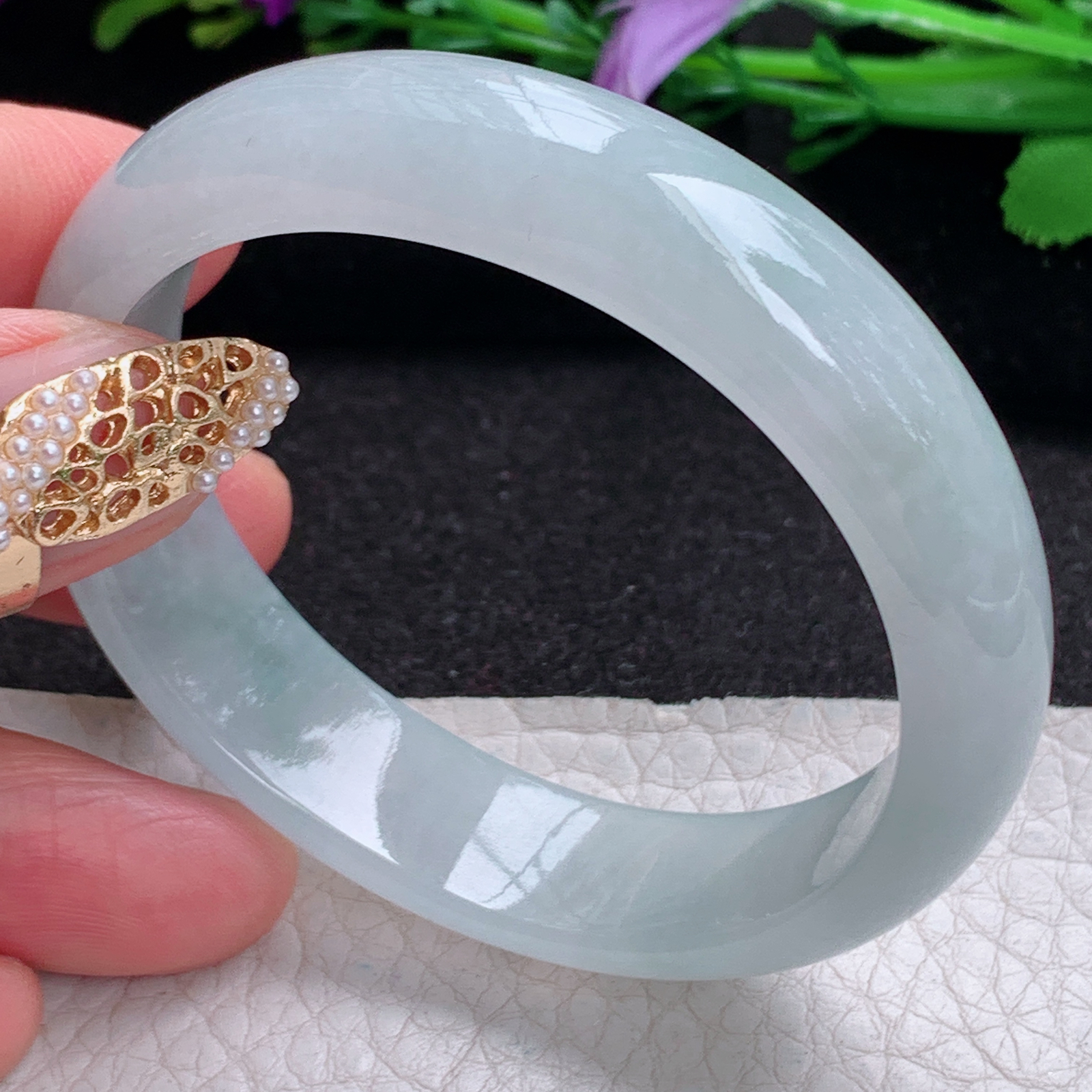 ay小圈口52*48*13.5*7贵妃镯 天然缅甸翡翠a货手镯冰润蛋形玉镯子