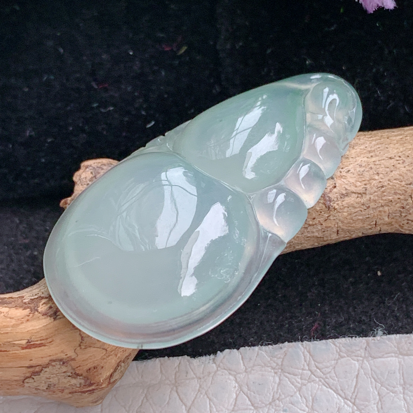 ajj实拍36.3*20.2*5.5天然缅甸翡翠精雕冰晴饱满葫芦玉吊坠 玉挂件