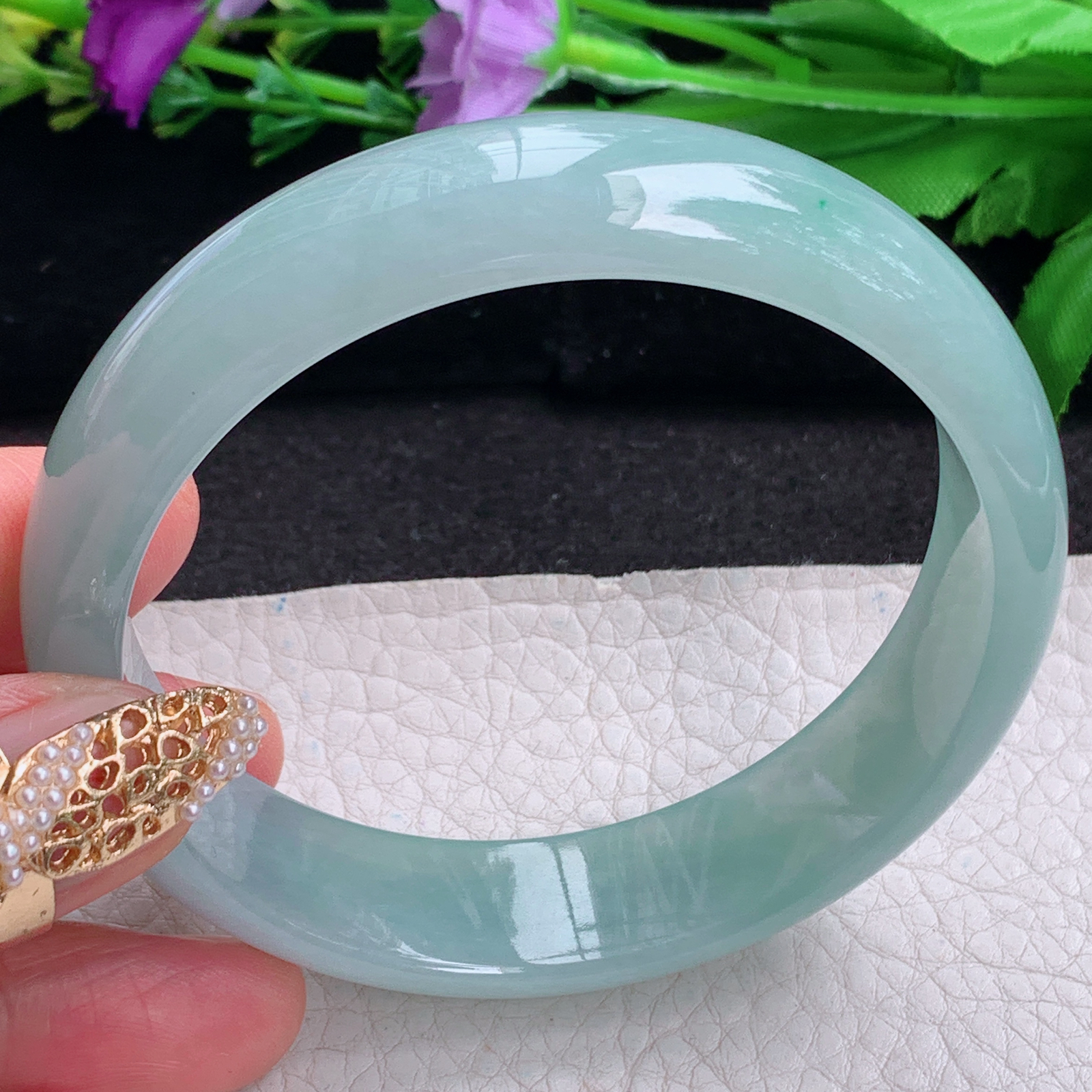 nr大圈口61*15.8*7.2轮胎镯 天然缅甸翡翠a货手镯冰晴胶感正圈玉镯子