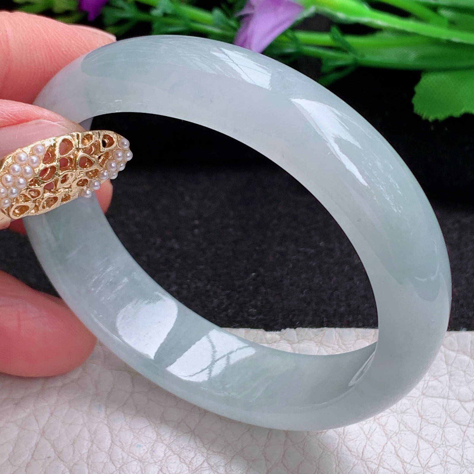 ay小圈口52*48*13.5*7贵妃镯 天然缅甸翡翠a货手镯冰润蛋形玉镯子