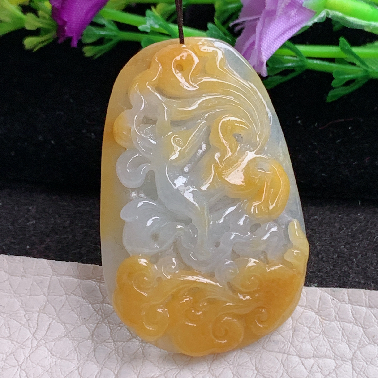 ajj实拍46.8*30.5*6.2天然缅甸翡翠怀古雕招财鼠 生肖鼠玉吊坠 玉挂件