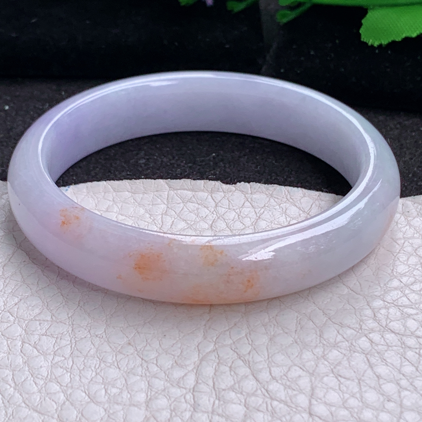 ay实拍53*11.6*7.5招财镯 天然缅甸翡翠a货手镯淡紫撒金双彩玉镯子