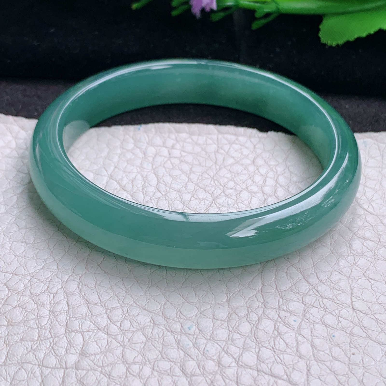 li实拍57.5*11.2*7.3平安镯 天然翡翠a货手镯冰蓝正圈玉镯子