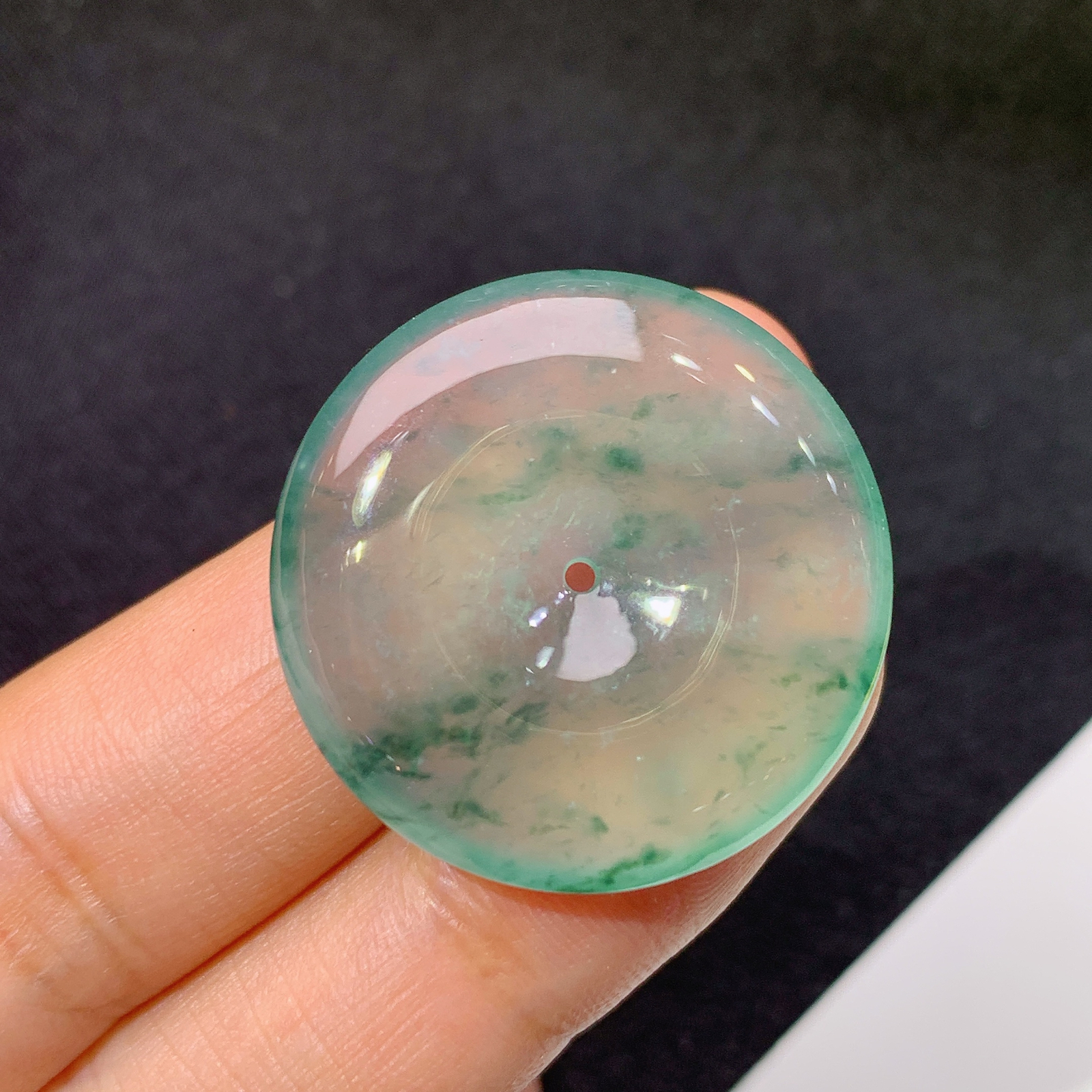 冰飘花平安扣，冰冰润润，玉质细腻，种水足，Xg 尺寸27.1*5.7