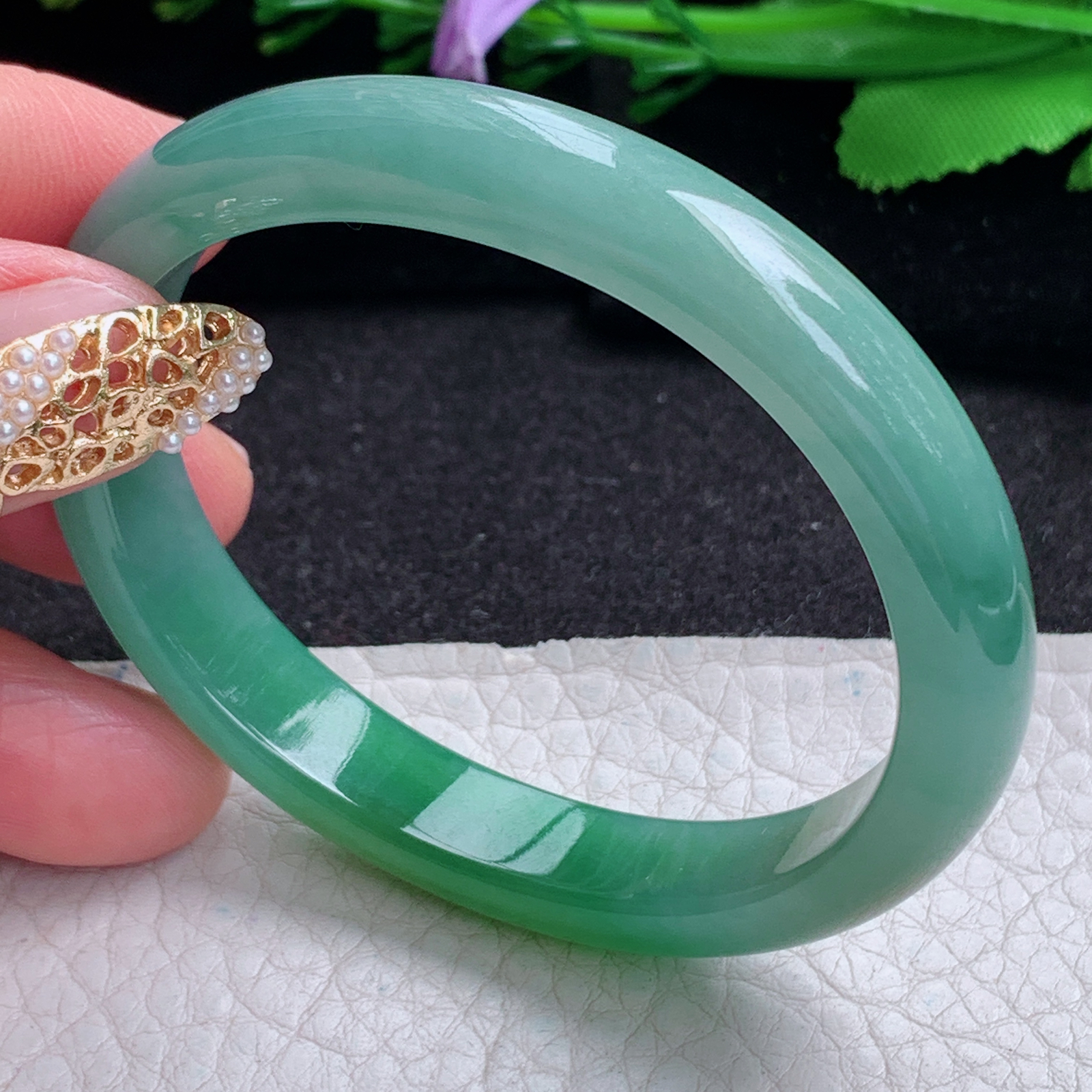 ay小圈口53.8*47.5*10*6.5贵妃镯 天然缅甸翡翠a货手镯冰油蛋形玉镯子