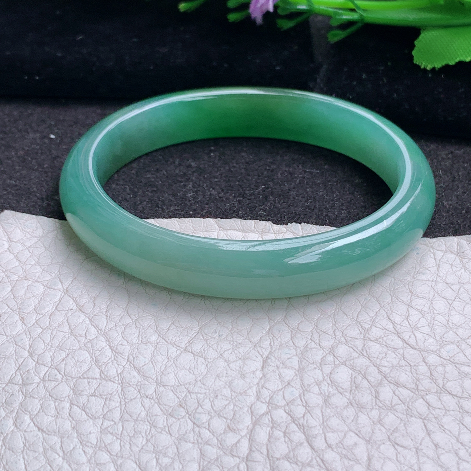 ay小圈口53.8*47.5*10*6.5贵妃镯 天然缅甸翡翠a货手镯冰油蛋形玉镯子