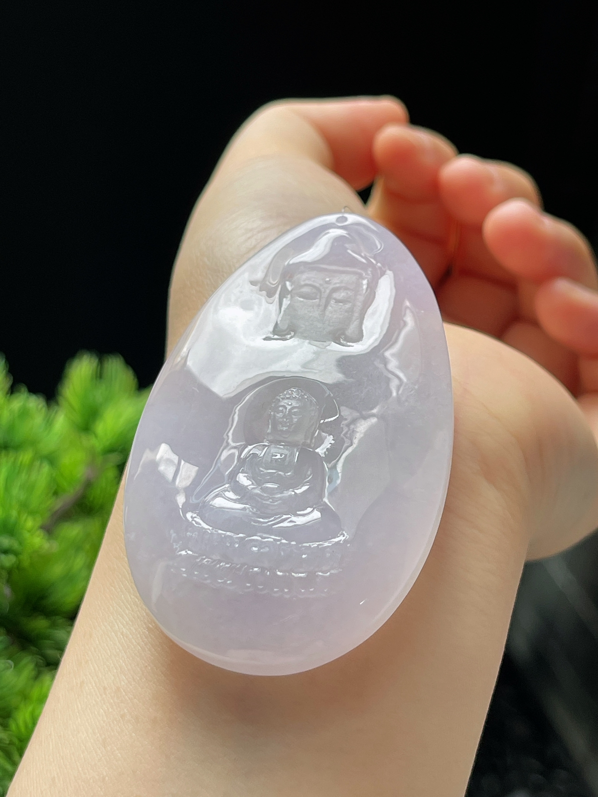 翡翠冰糯种淡紫色吊坠