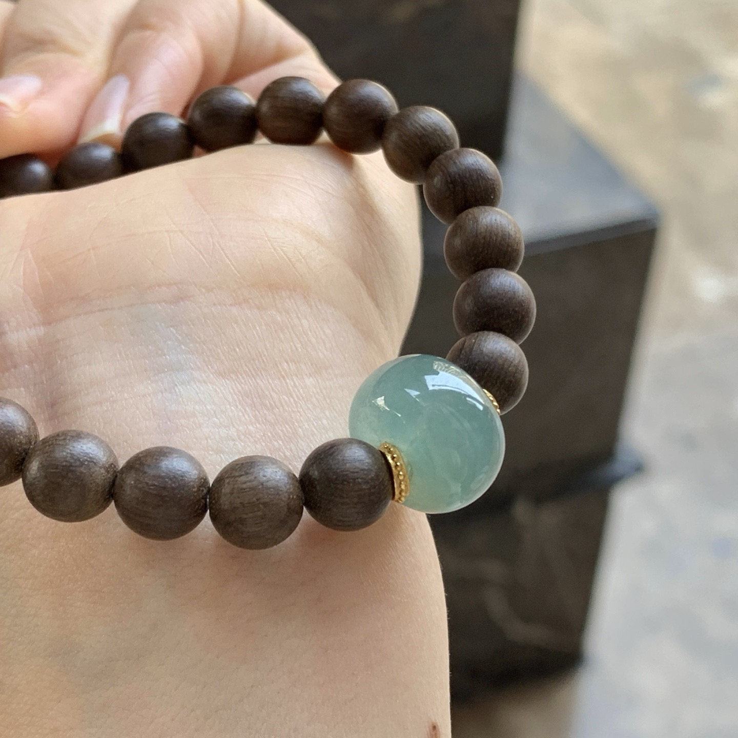 冰蓝路路通手串^_^鲜艳 起光