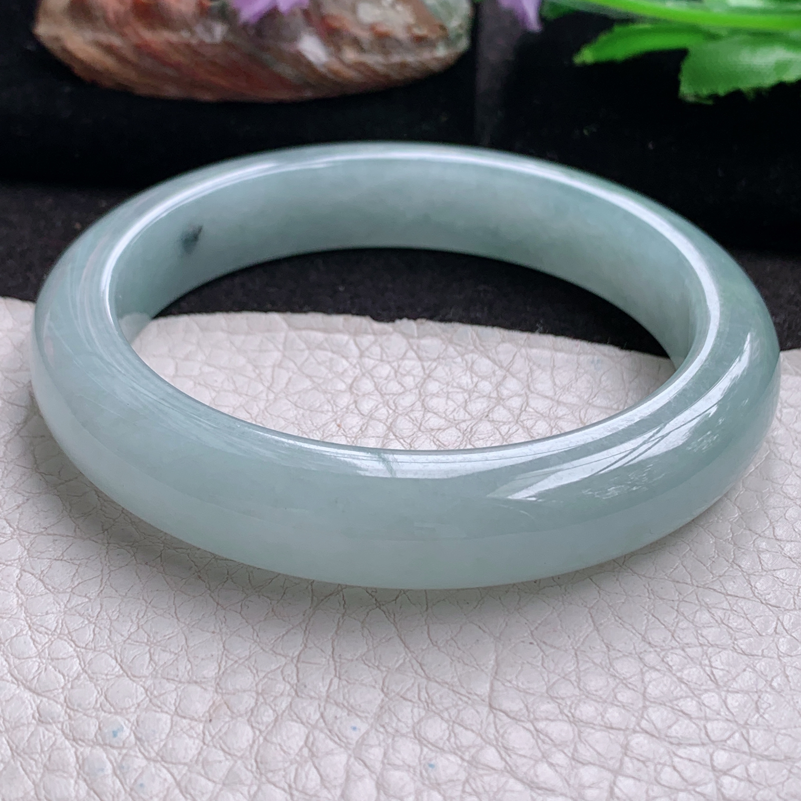 nr实拍59.5*12.5*9.2平安镯 天然翡翠a货手镯湖水蓝正圈玉镯子