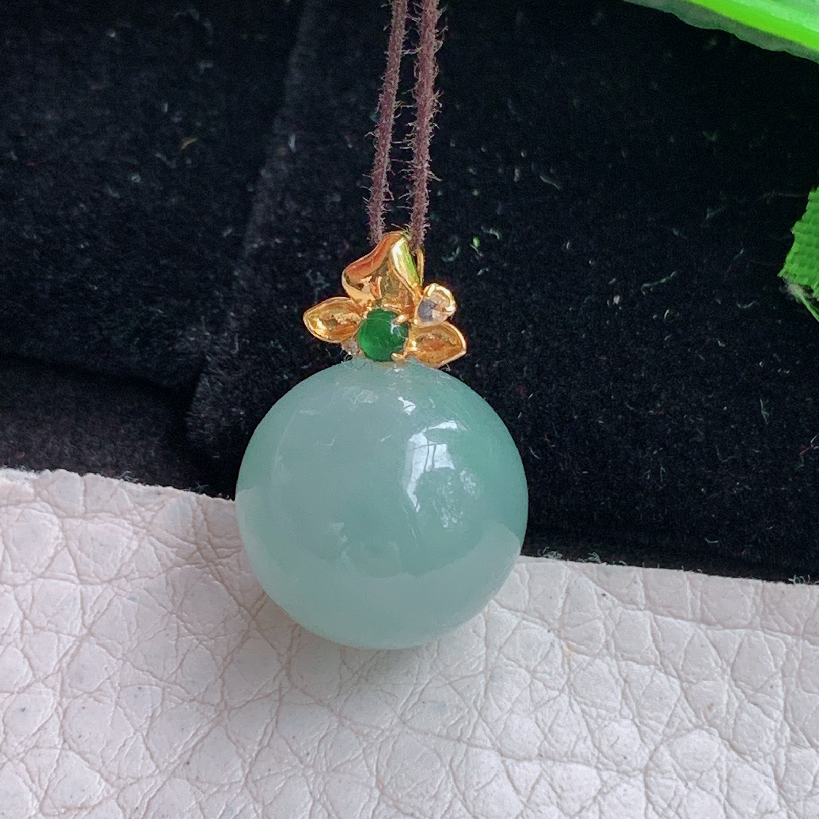 lz实拍 20*15天然缅甸翡翠冰晴圆珠玉吊坠 圆圆满满玉挂件