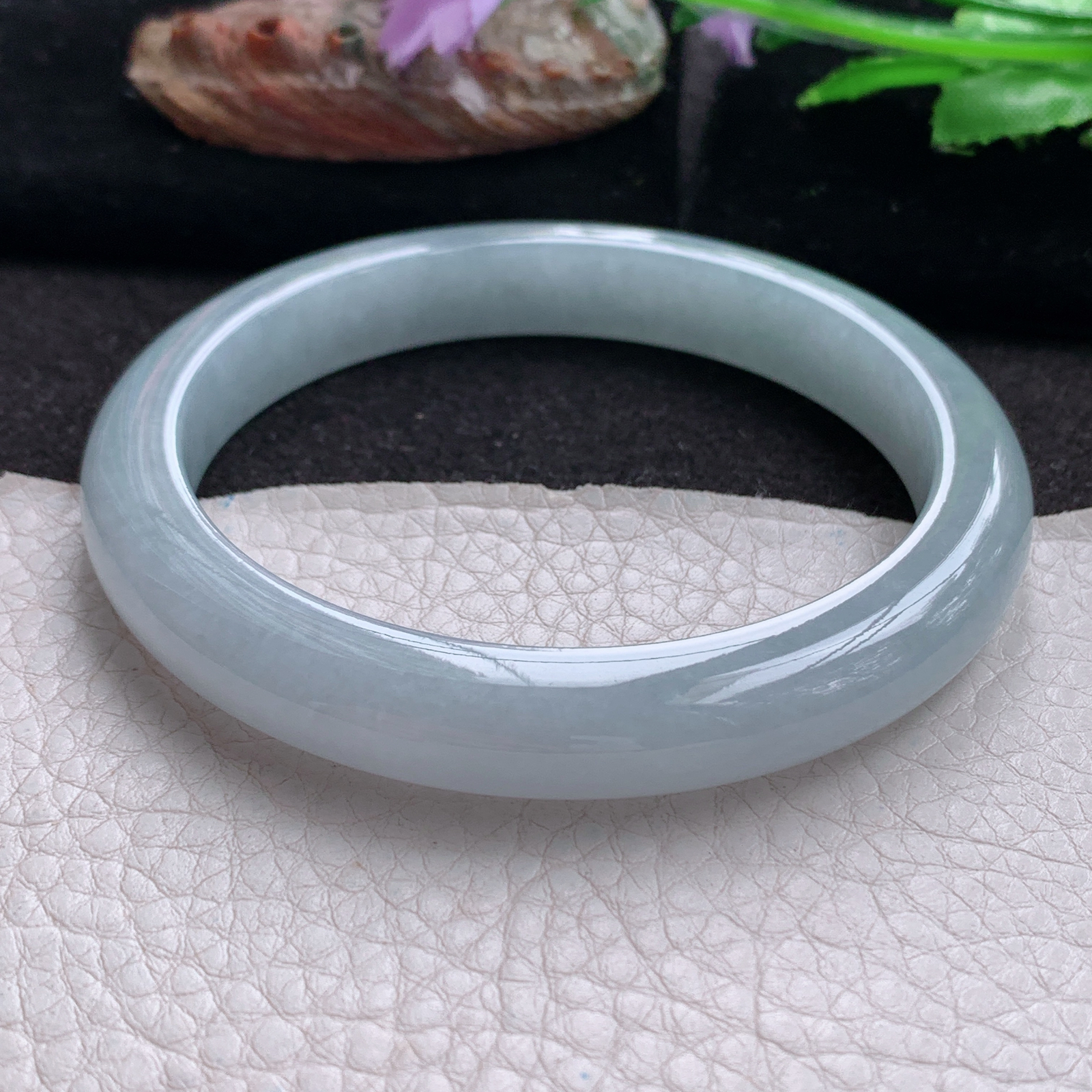 js大圈口62.5*10.3*8.6平安镯 天然翡翠a货手镯冰润纯美正圈玉镯子