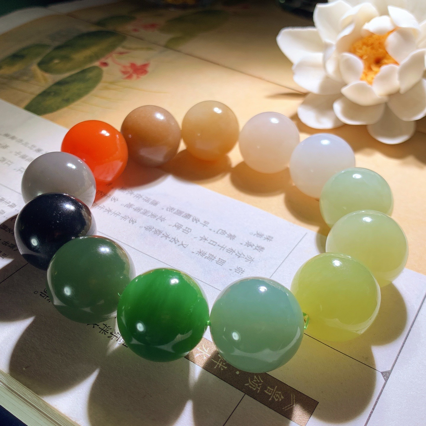 新疆和田玉多宝圆珠手串 单颗尺寸18重117.6克 玉质细腻油润 底色纯净 脂粉好，品质好。lt260410