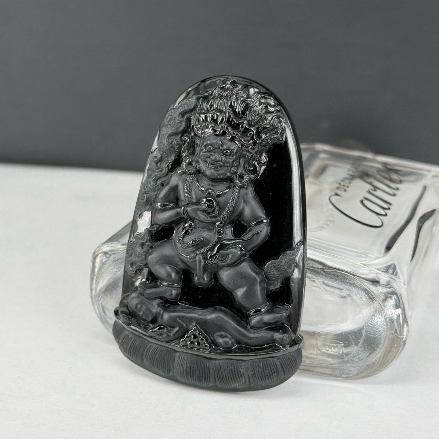 精品墨翠黄财神 种好色正 黑度极好 打灯通透 油性十足