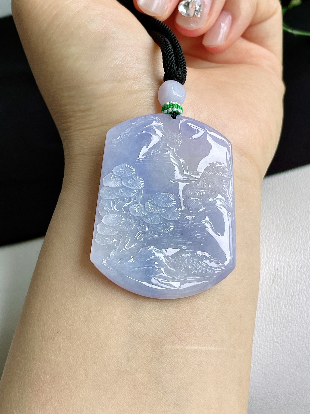 冰紫罗兰山水牌大山水牌吊坠，性比高，50.5-39.5-4.5，25.4克