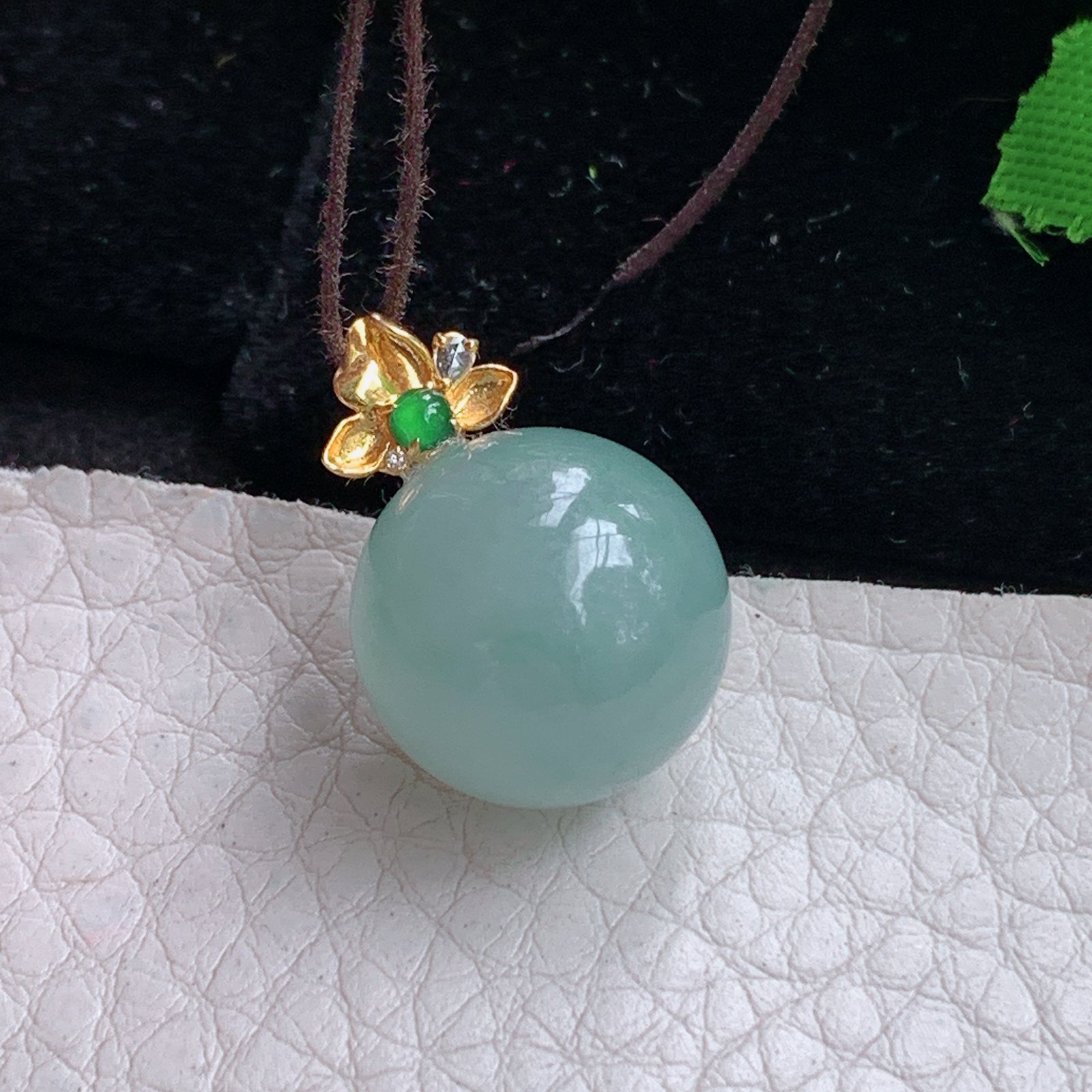lz实拍 20*15天然缅甸翡翠冰晴圆珠玉吊坠 圆圆满满玉挂件