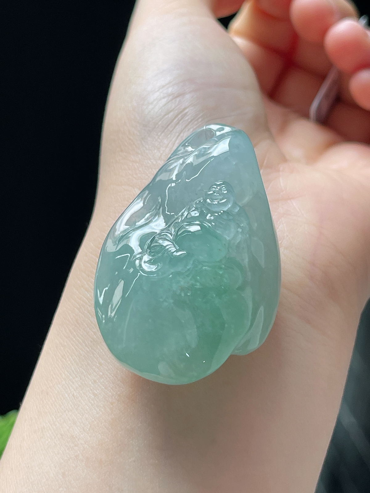 翡翠冰糯种绿色吊坠