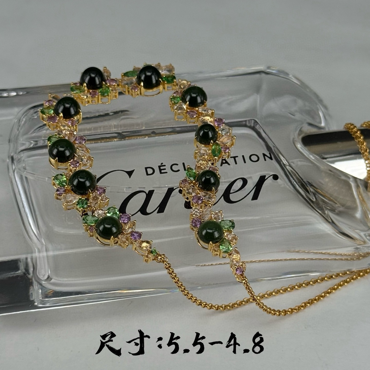 精品豪镶墨翠蛋面项链 种好色正 黑度好 打灯通透  尺寸5.5