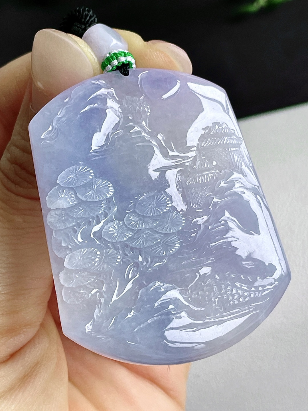 冰紫罗兰山水牌大山水牌吊坠，性比高，50.5-39.5-4.5，25.4克