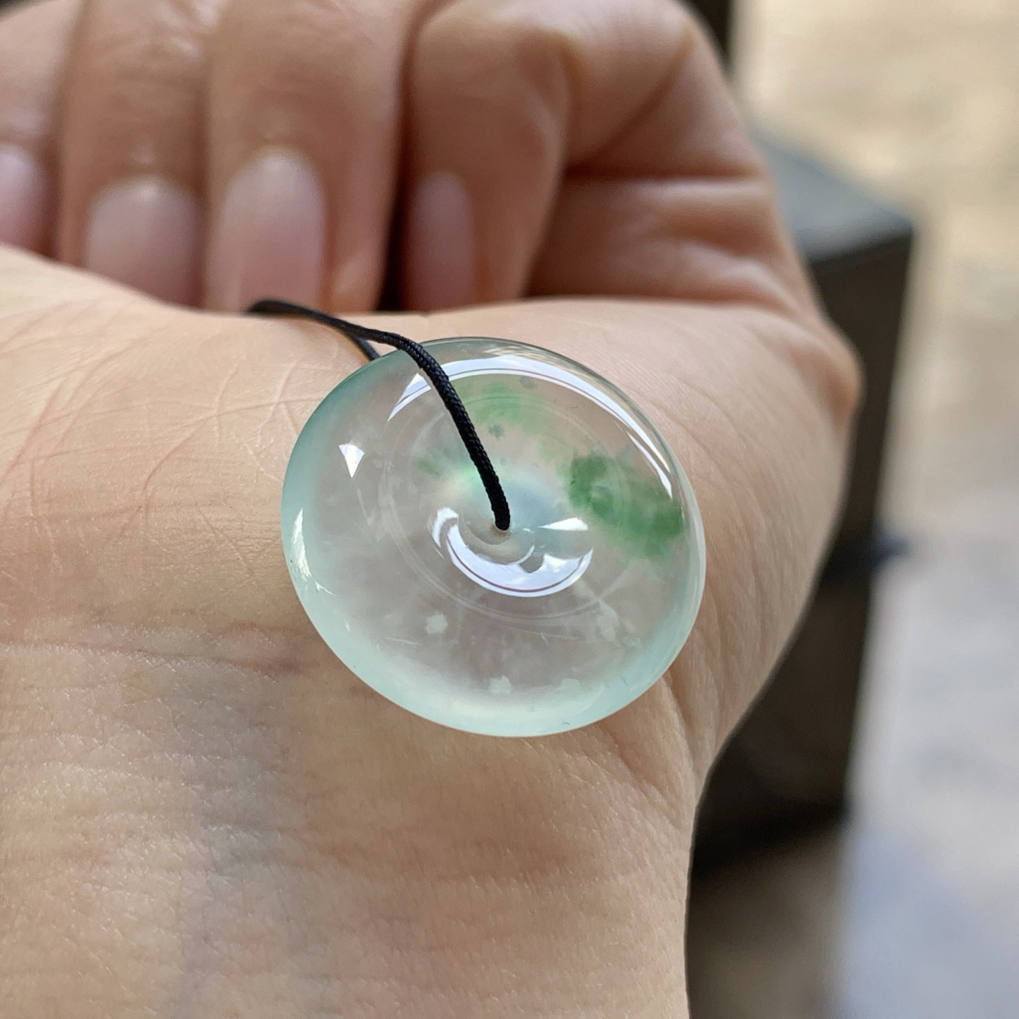 冰飘绿平安扣^_^冰透 尺寸19.6