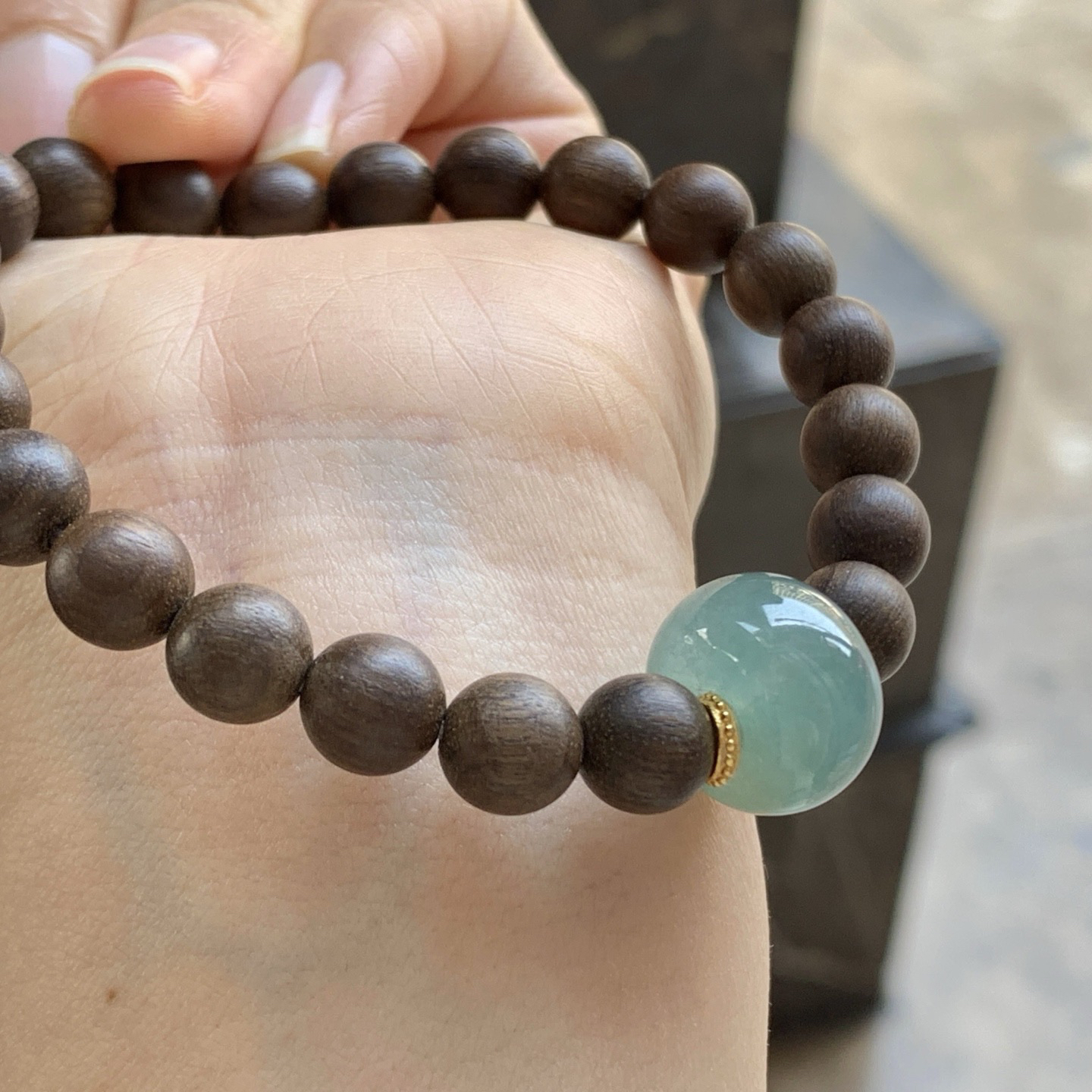 冰蓝路路通手串^_^鲜艳 起光