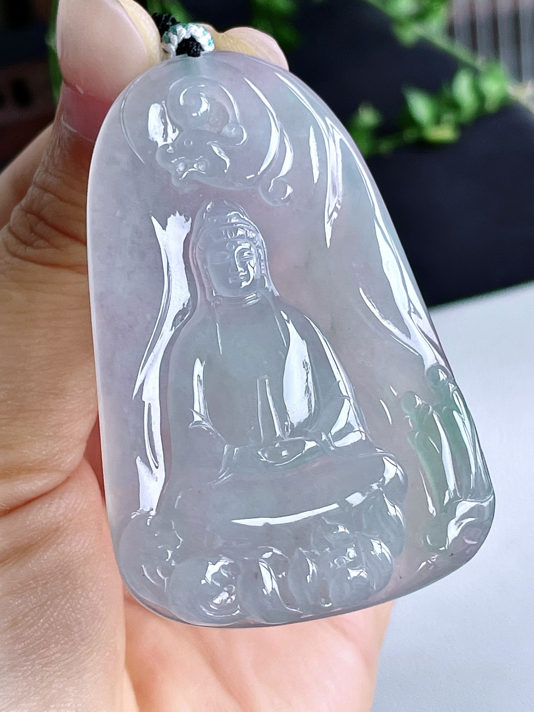 【裸石】冰晴水观音牌吊坠【说明】缅料 无裂 性比高【尺寸】60-38-5.5【重量】29克