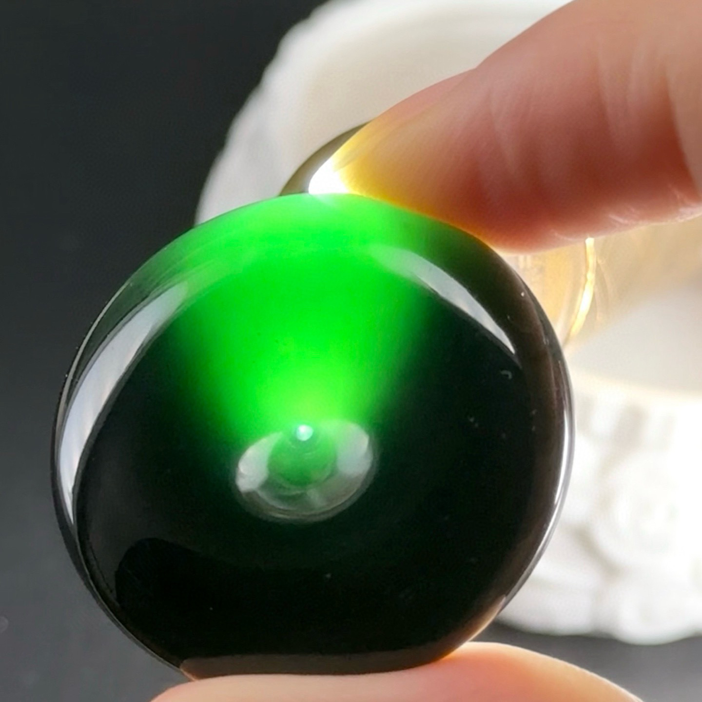 裸石平安扣 种好色正 黑度极好 打灯通透 油性十足 尺寸31.5