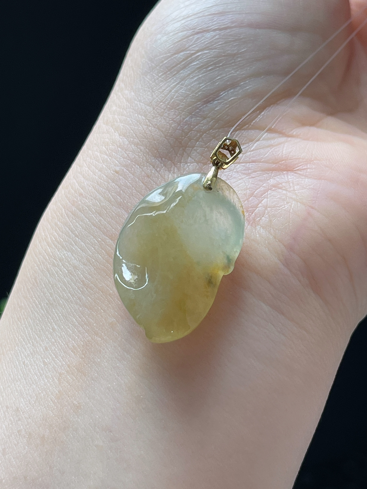 18k金翡翠冰糯黄佛公吊坠