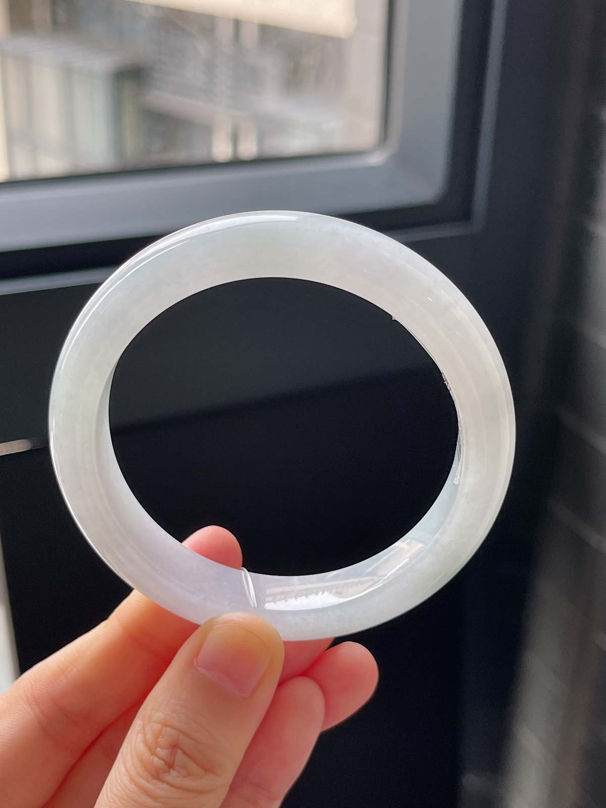 正圈54.3圈口，翡翠冰糯种白色手镯