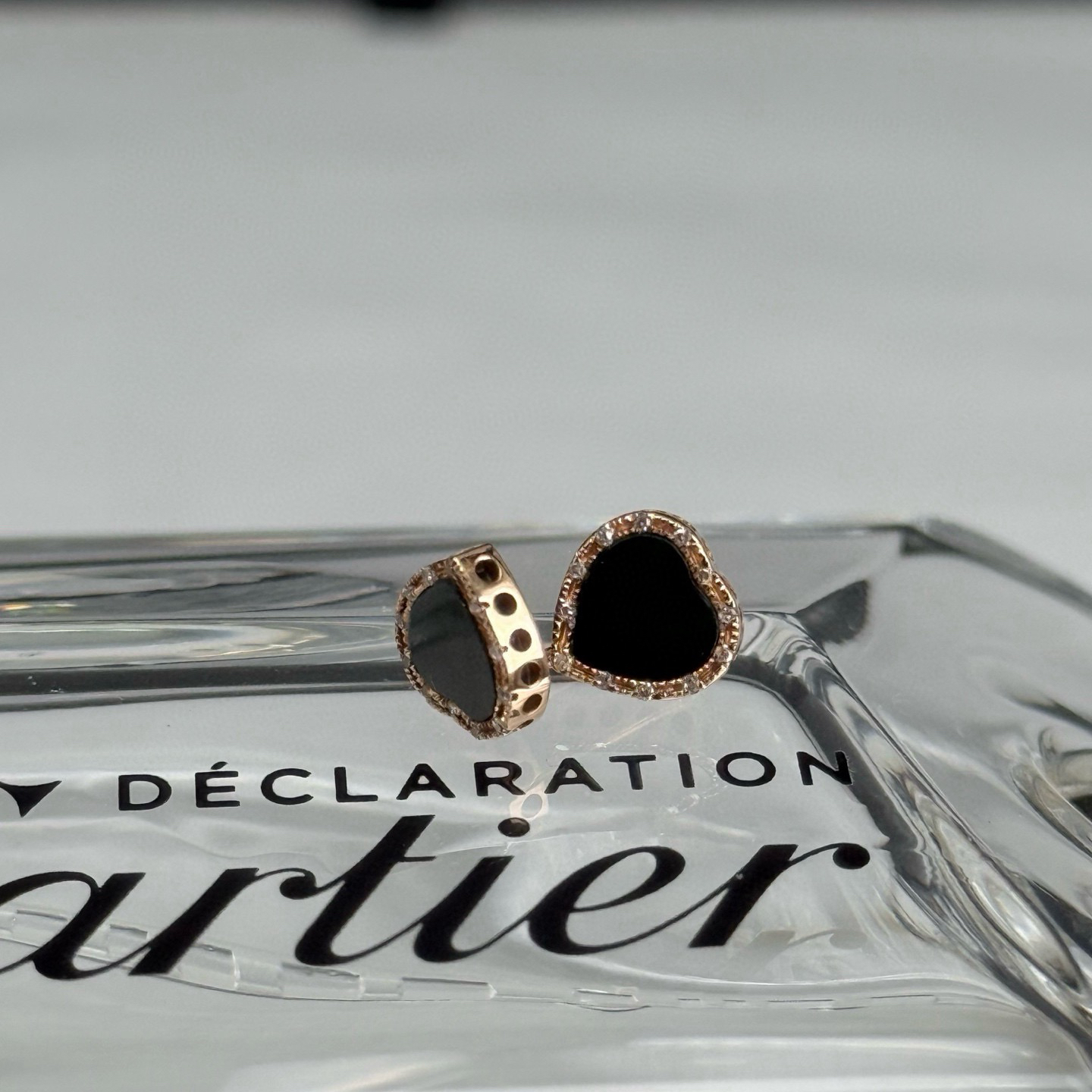 精品18k墨翠心形耳钉 尺寸7.5