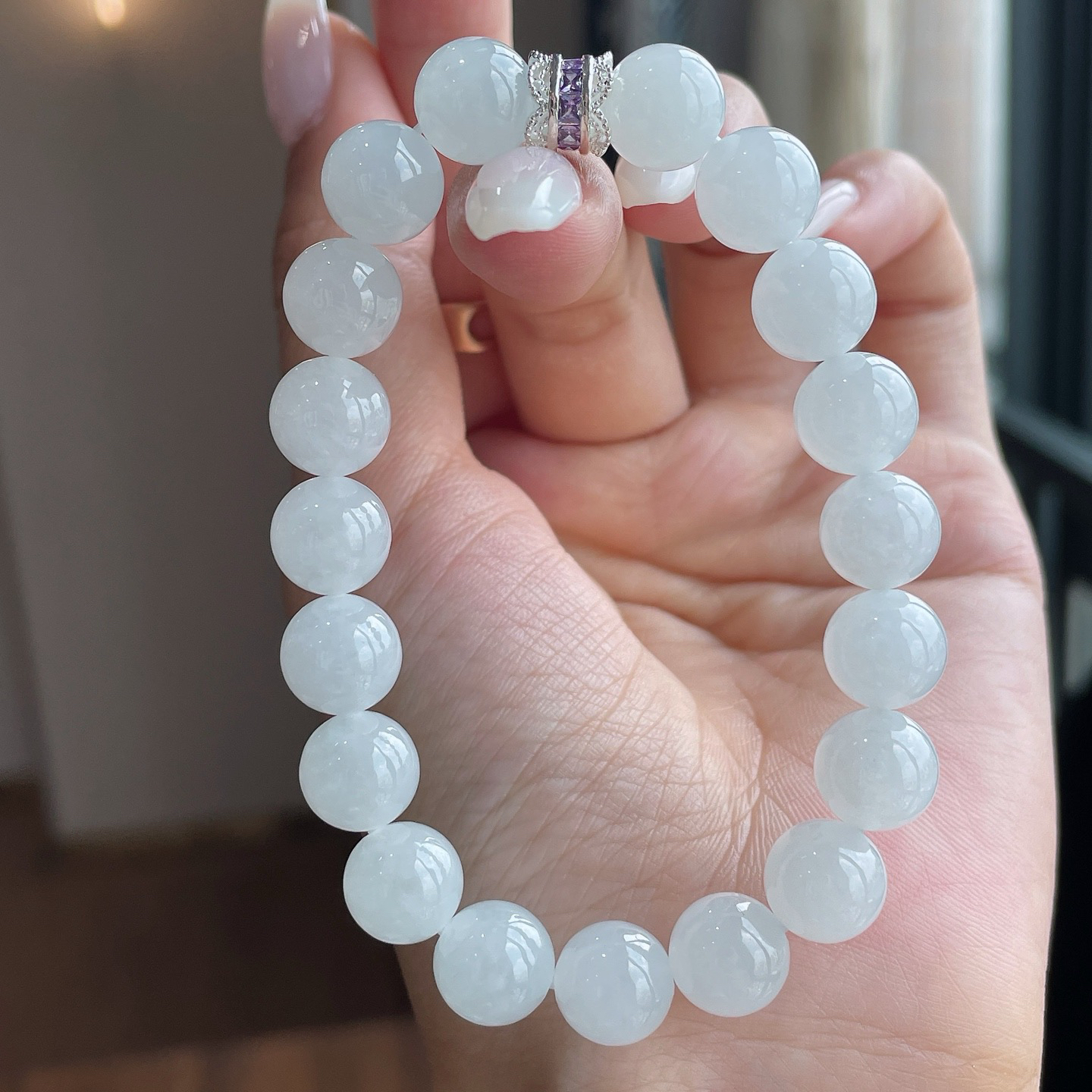 🧊仅一条，白月光手串
尺寸：10/19颗