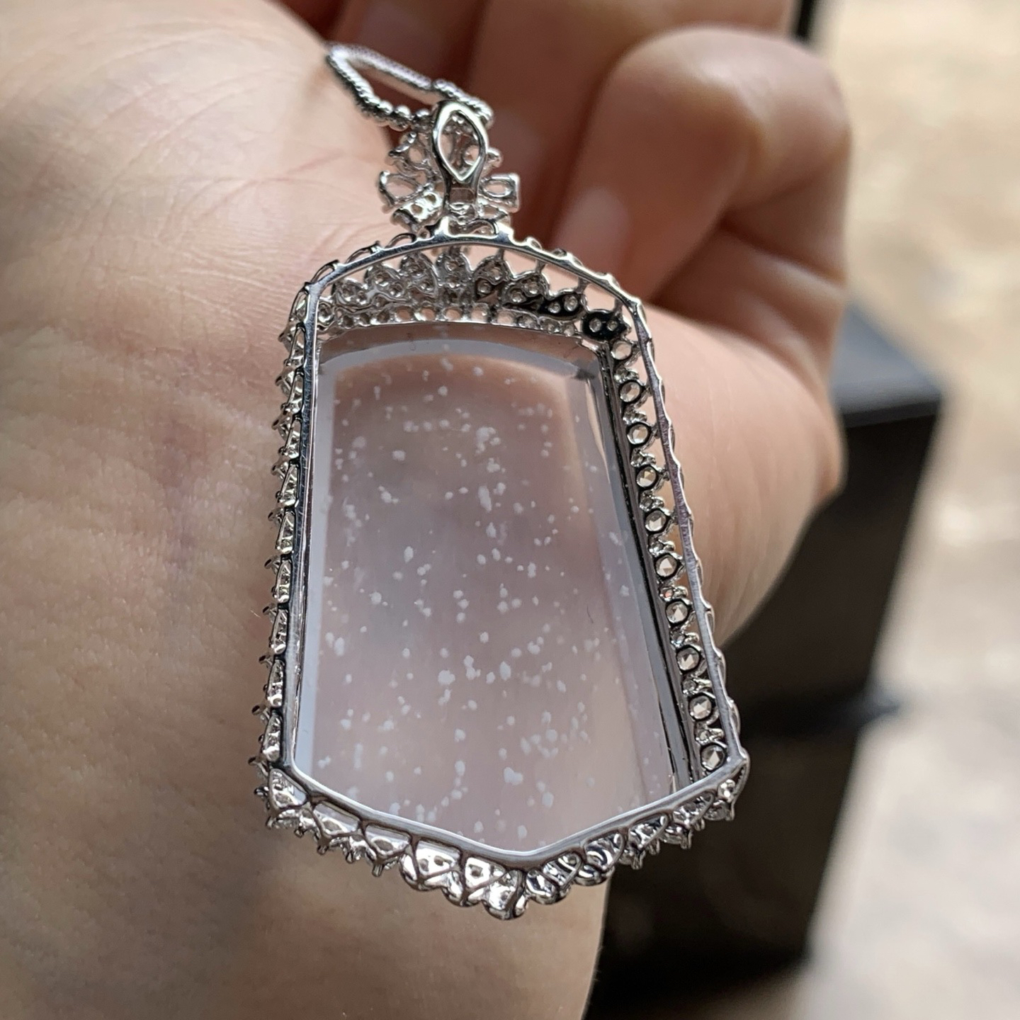 金钻镶嵌冰种雪花棉无事牌^_^冰透