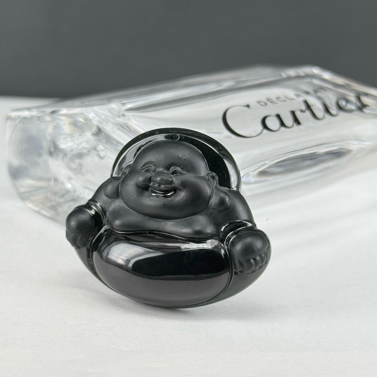 精品墨翠大肚佛裸石 种好色正 黑度极好 打灯通透 油性十足 尺寸31.5