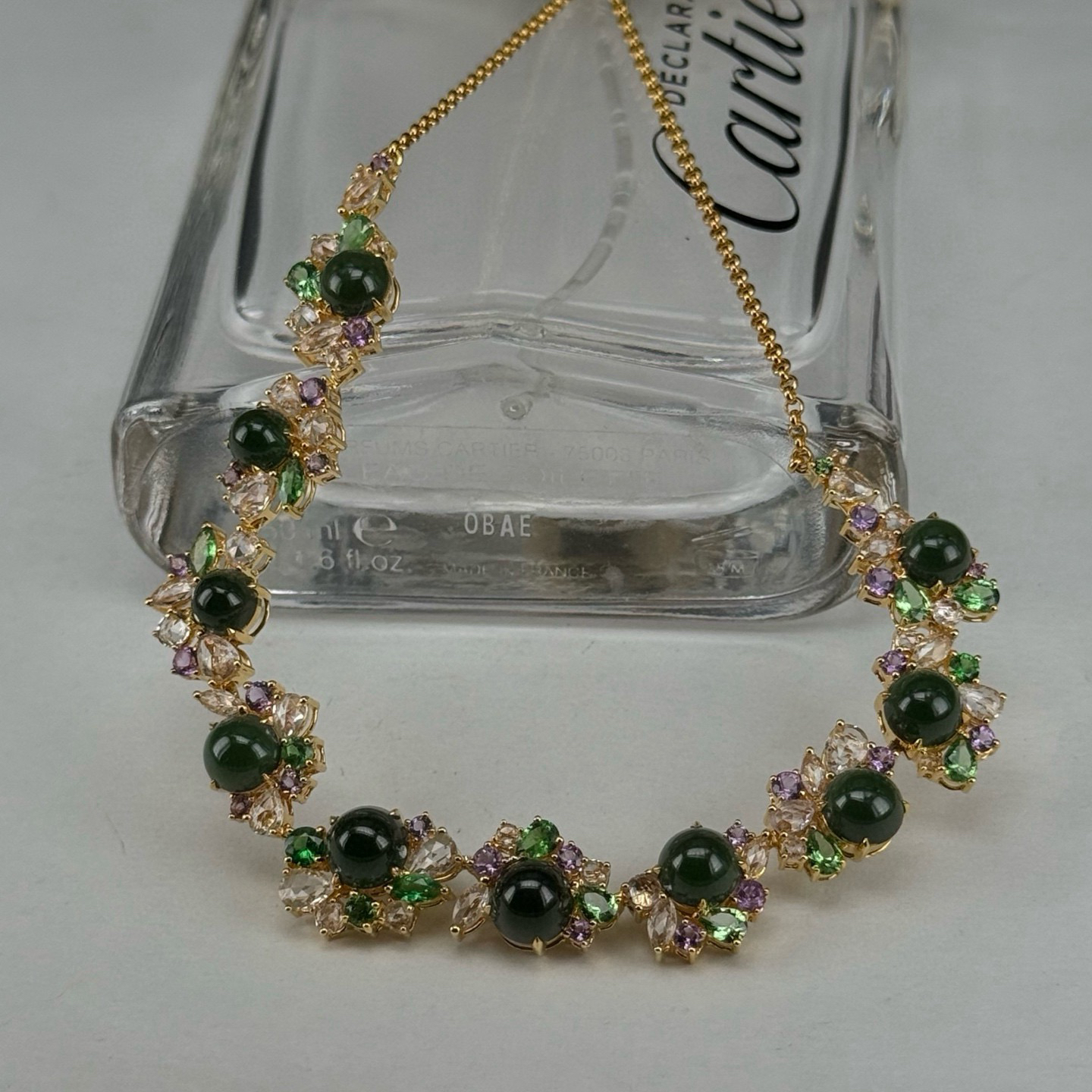 精品豪镶墨翠蛋面项链 种好色正 黑度好 打灯通透  尺寸5.5