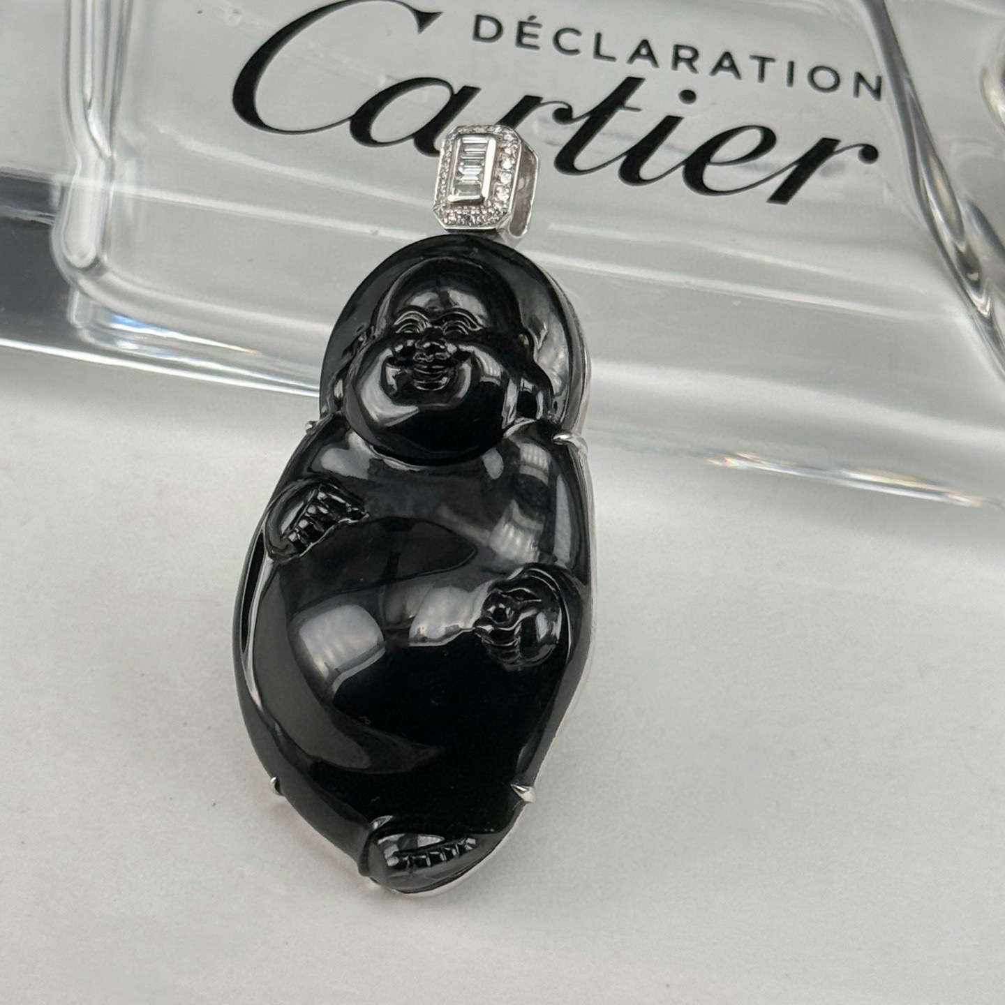 精品18k墨翠站佛 种好色正 黑度极好 打灯通透 油性十足 尺寸50.1