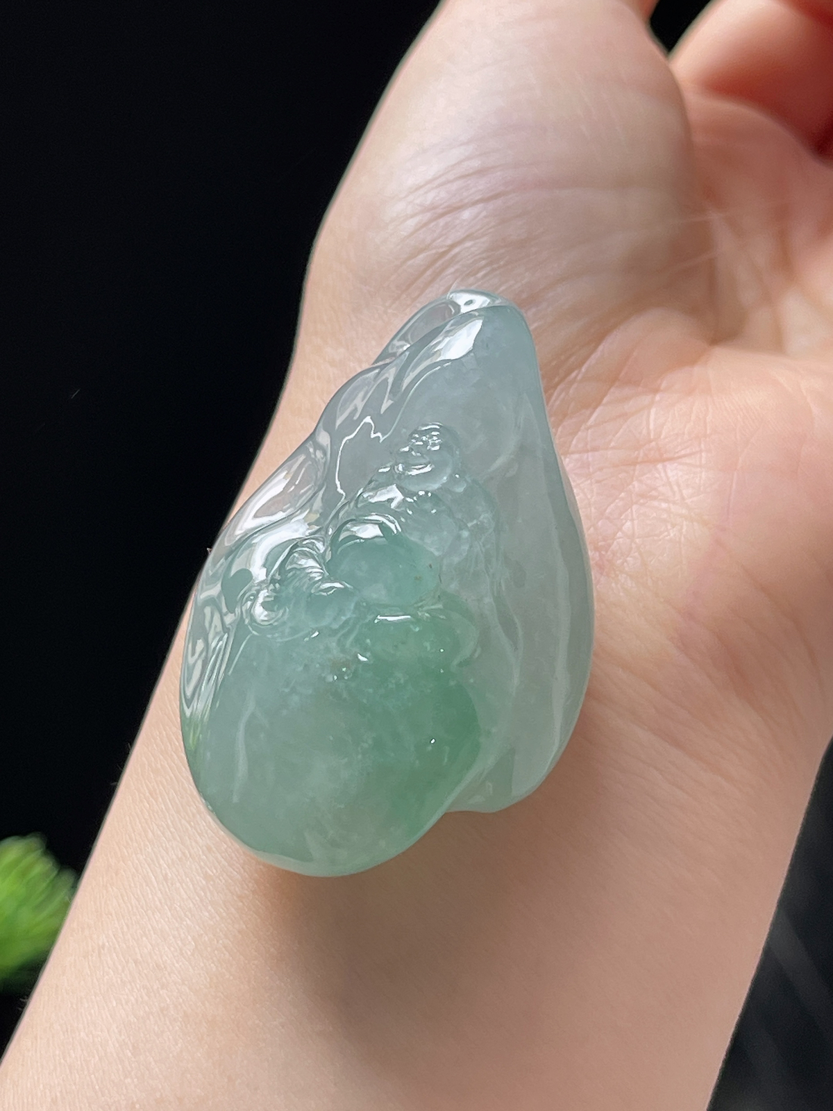 翡翠冰糯种绿色吊坠