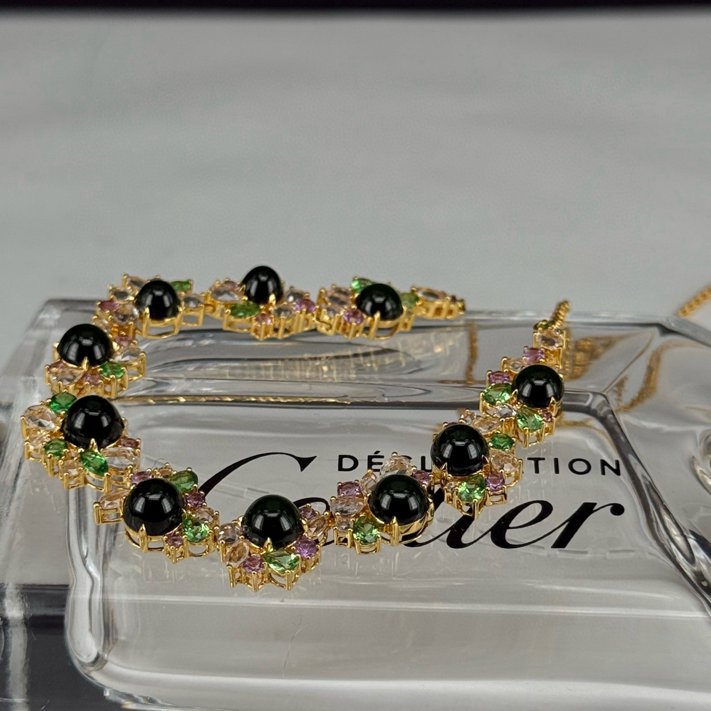 精品豪镶墨翠蛋面项链 种好色正 黑度好 打灯通透  尺寸5.5