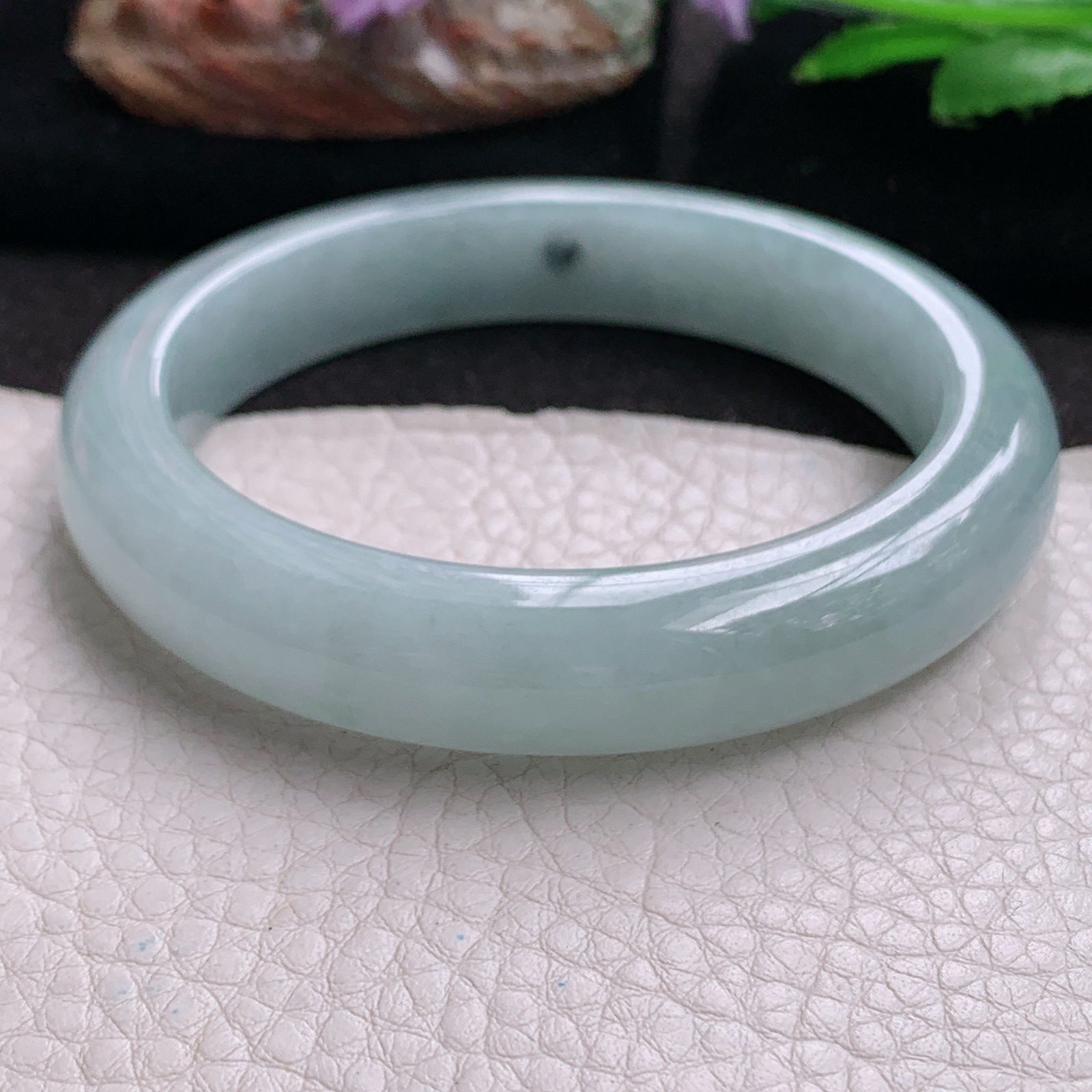 nr实拍59.5*12.5*9.2平安镯 天然翡翠a货手镯湖水蓝正圈玉镯子