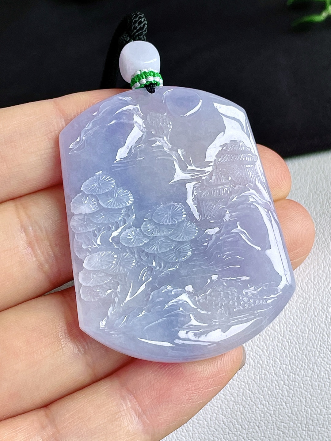 冰紫罗兰山水牌大山水牌吊坠，性比高，50.5-39.5-4.5，25.4克
