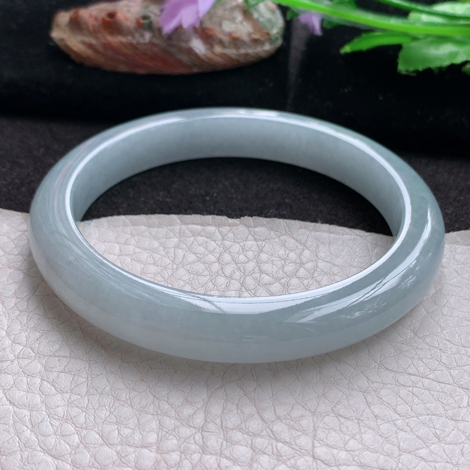 js大圈口62.5*10.3*8.6平安镯 天然翡翠a货手镯冰润纯美正圈玉镯子