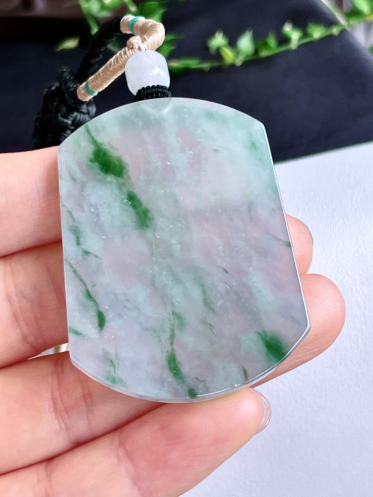 【裸石】冰飘花无事牌吊坠
【说明】缅料 
【尺寸】51-38.5-4.6