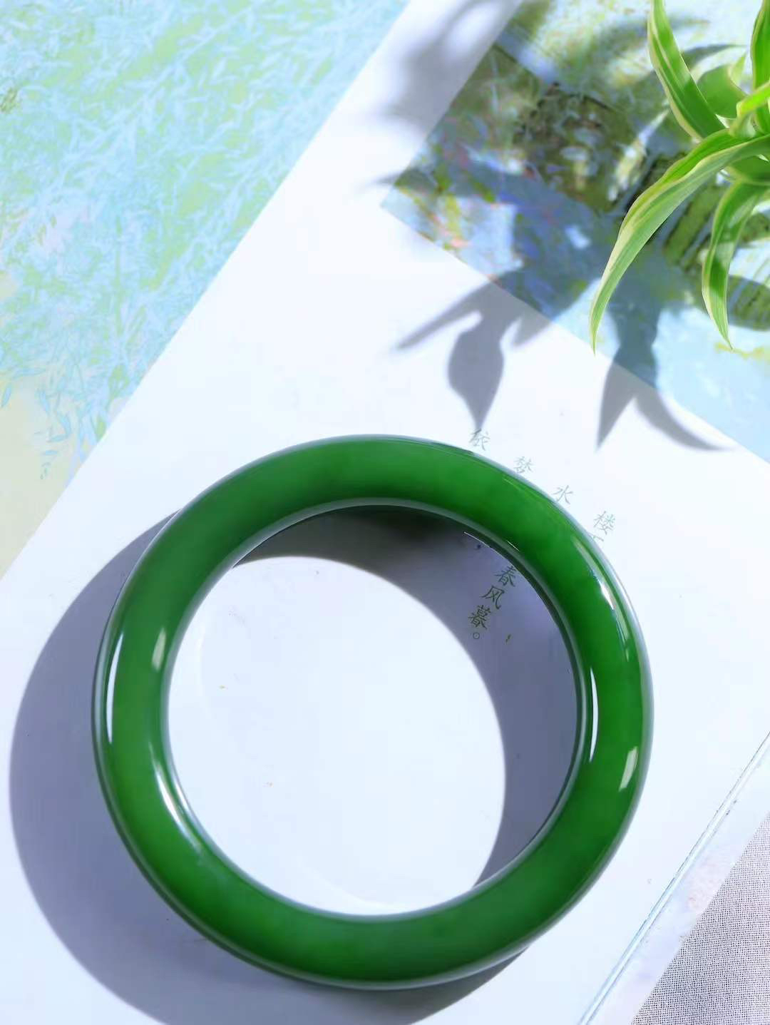 【悠悠芳华.镯】

收藏级臻品️和田玉碧玉手镯 玉质温润 青葱岁月，尽收腕中，婉转流畅，凝岁月悠长。盈一眸恬淡，挽一抹绿意。重63.8克 内径56mm尺寸11.7-10.7mm56401113T