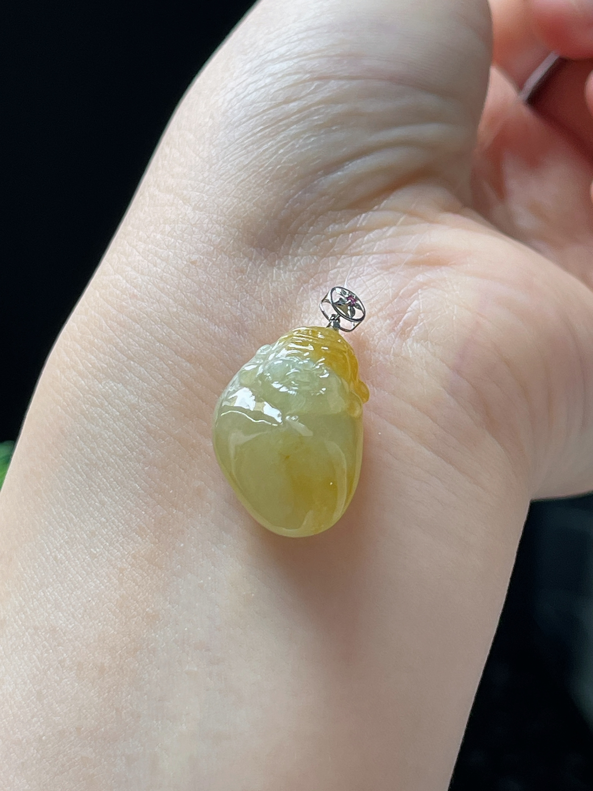 18k金翡翠冰糯种黄财神挂件