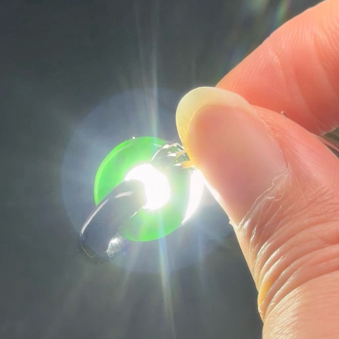 精品18k墨翠环环相扣耳坠 种好色正 黑度极好 打灯通透 油性十足 尺寸13.7